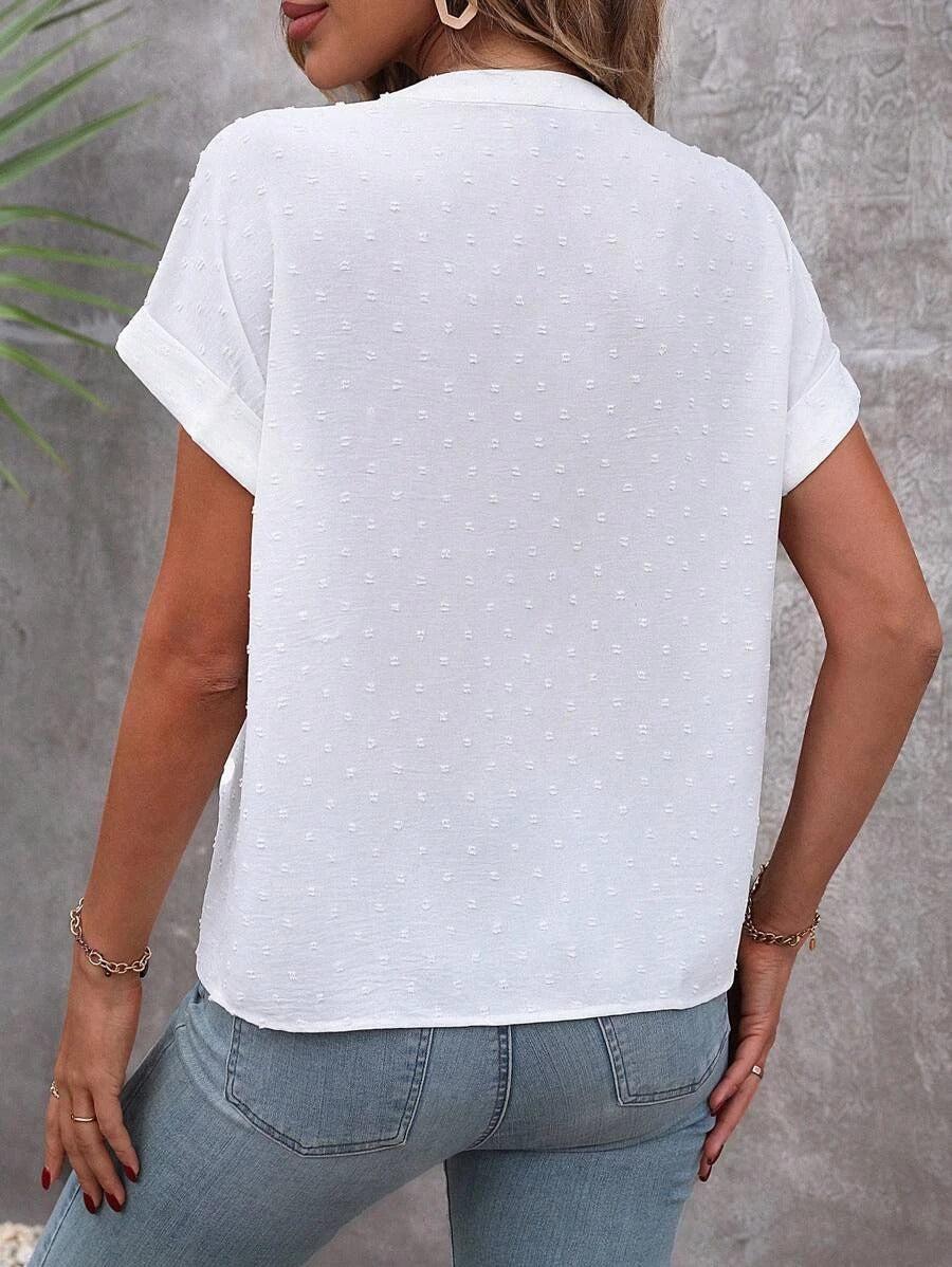 Leilaniâ„¢ - TOP with white Swiss dots and buttons