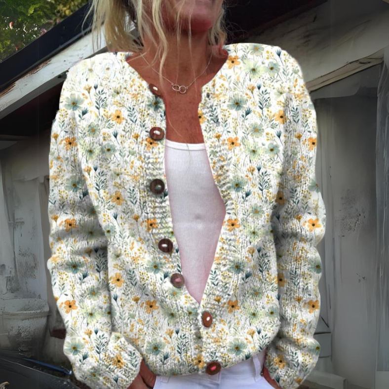 Leilaniâ„¢ - Warm and Beautiful Cardigan with Floral Print