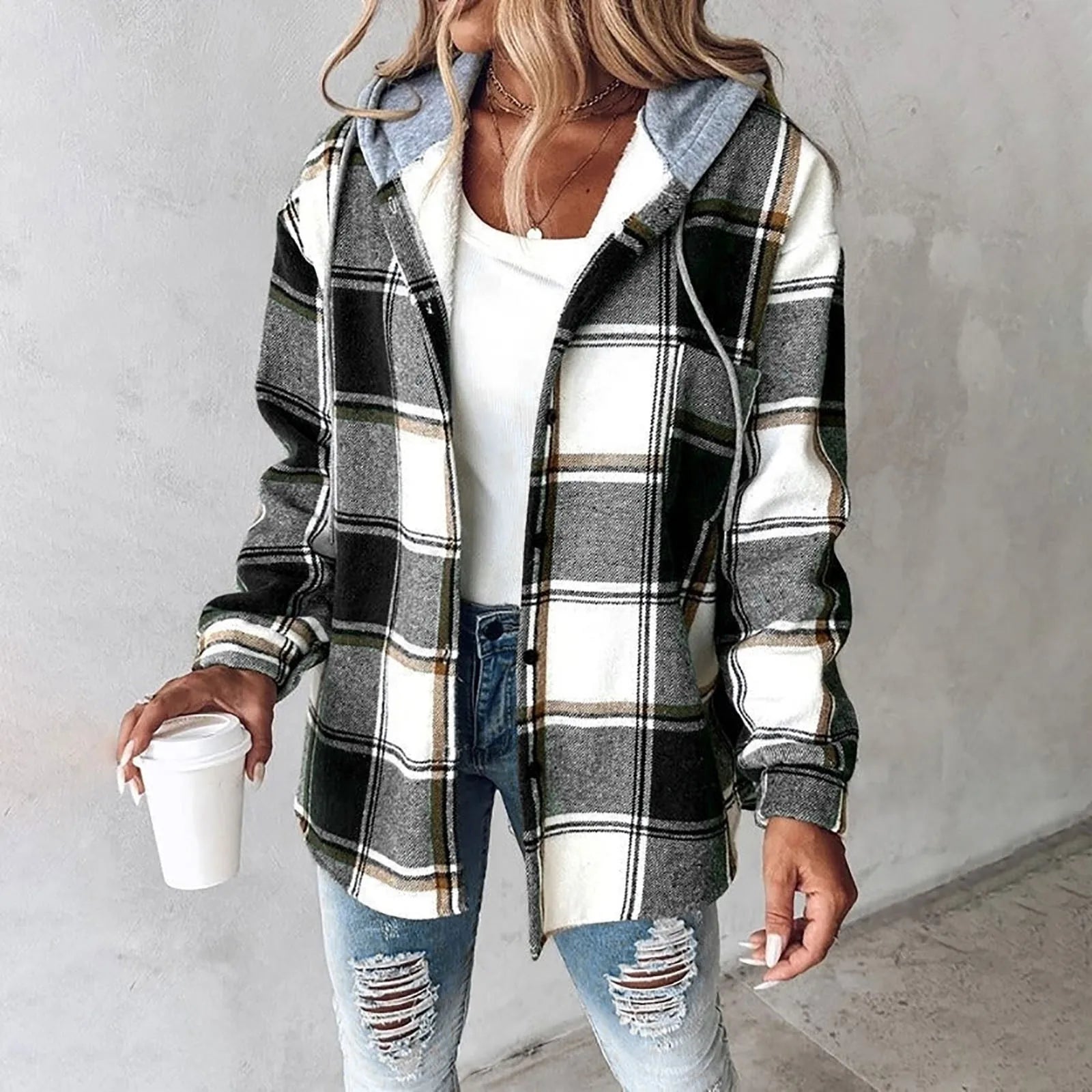 Jemimaâ„¢ | Women's Buttoned Plaid Jacket