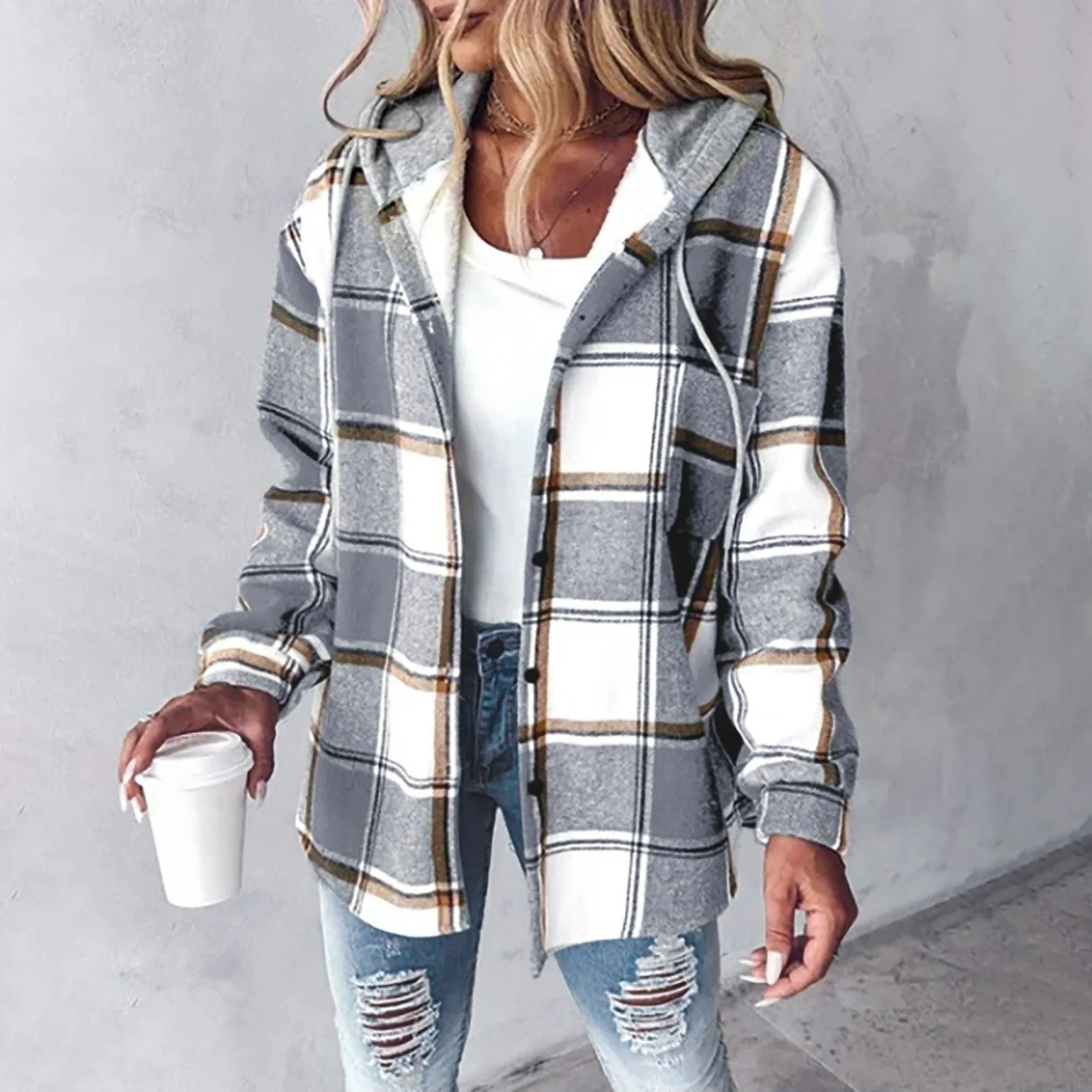 Jemimaâ„¢ | Women's Buttoned Plaid Jacket