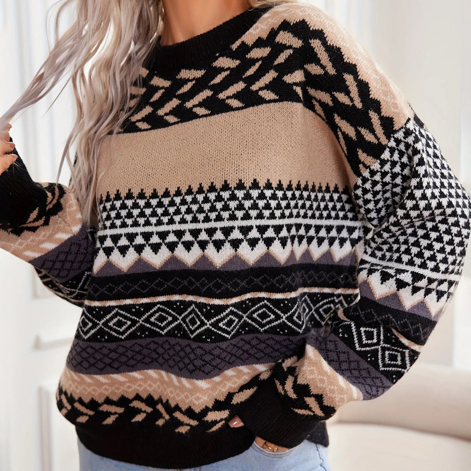 Hazeâ„¢ | Retro Knitted Contrast Sweater