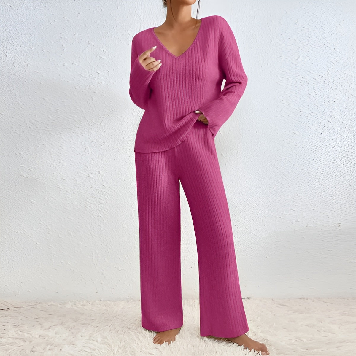 Islaâ„¢ | Ribbed V-neck sweater set