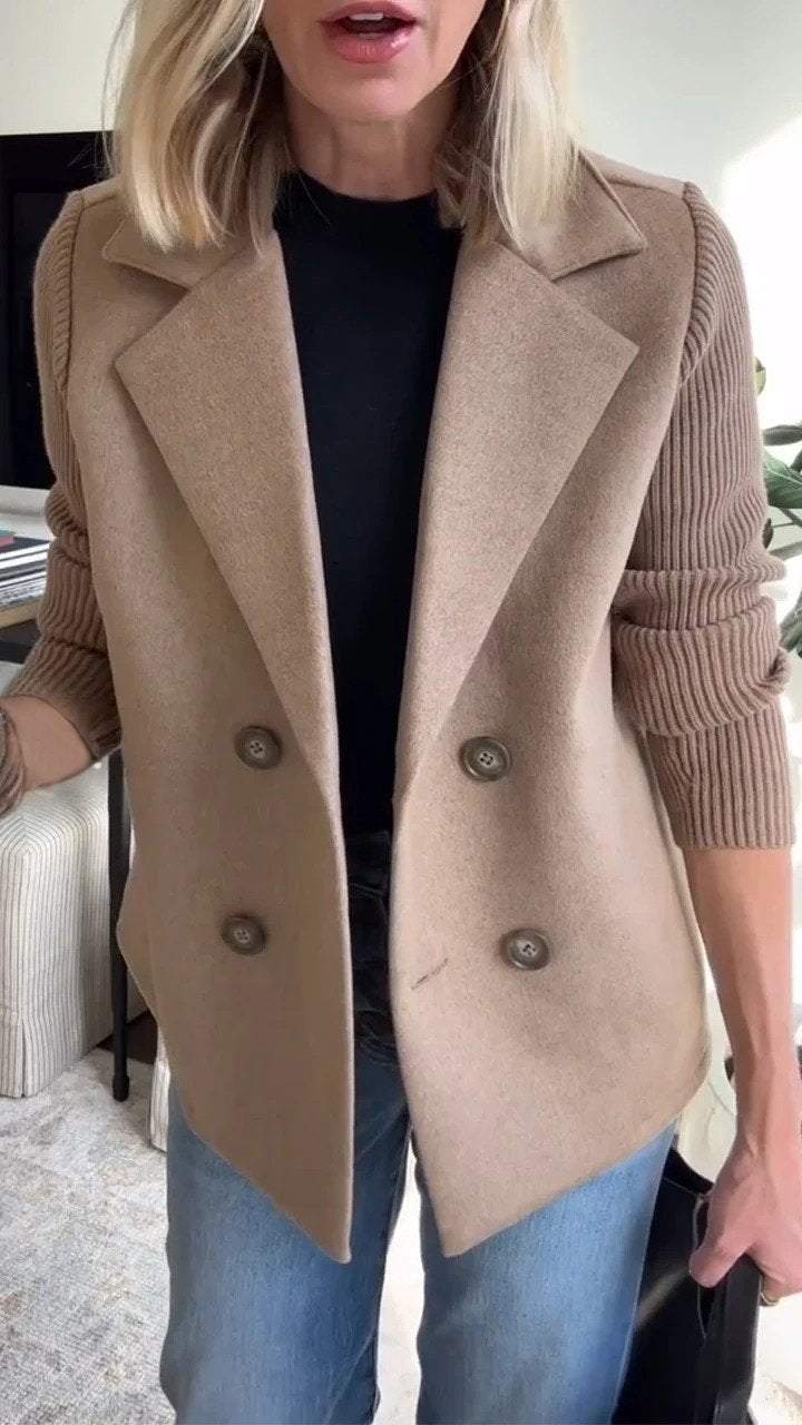 Ameliaâ„¢ | Chic Blazer with Knitted Sleeves
