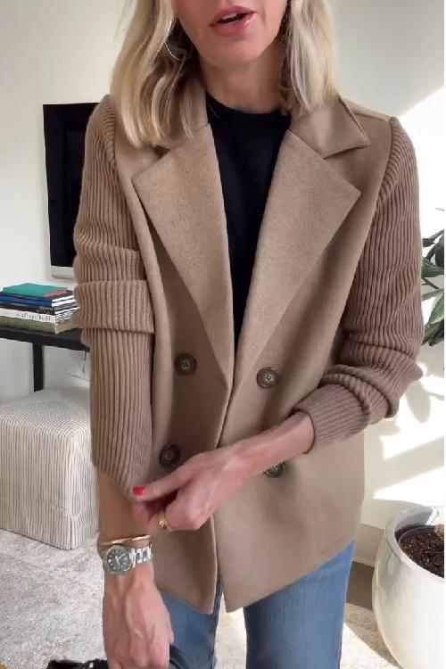 Ameliaâ„¢ | Chic Blazer with Knitted Sleeves