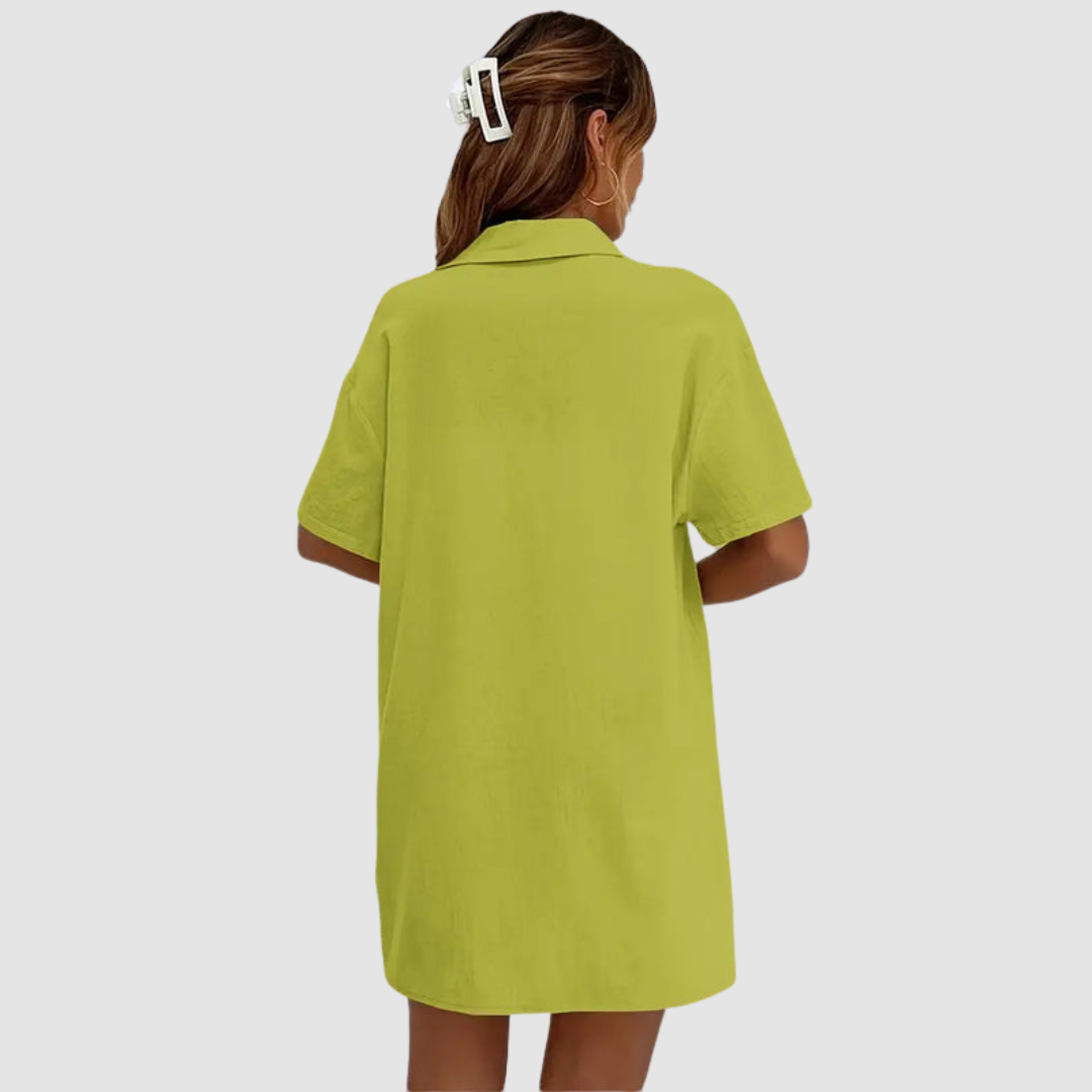 Frances™ Elegant Summer Two Piece Set | Short-Sleeve Button-Up Top and Drawstring Shorts