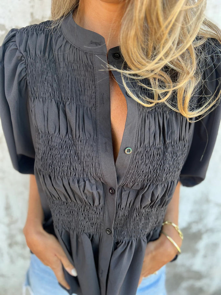 ELIZA™ | Pleated Button-Up Blouse