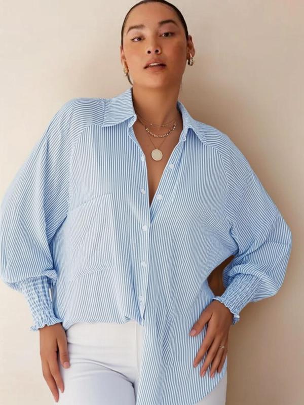 Ligaya Flowy Plus Size Casual Button-Up Top | Relaxed Elegant Everyday Top