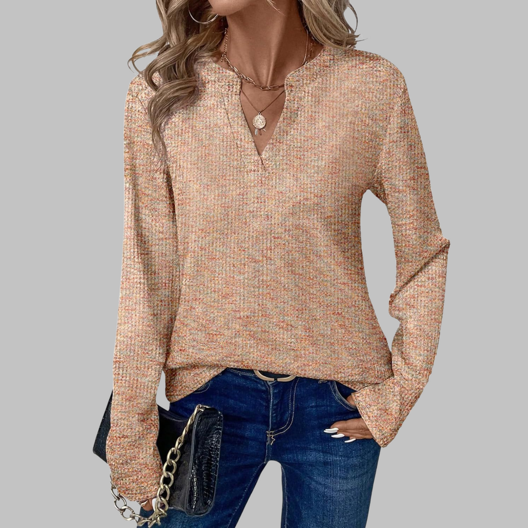 SHUKA™ | Women Cozy V-Neck Long Sleeve Blouse