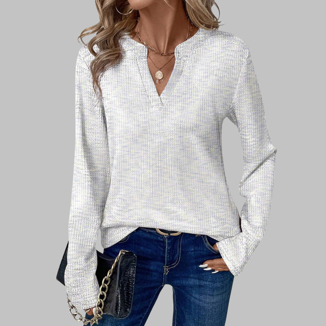 SHUKA™ | Women Cozy V-Neck Long Sleeve Blouse