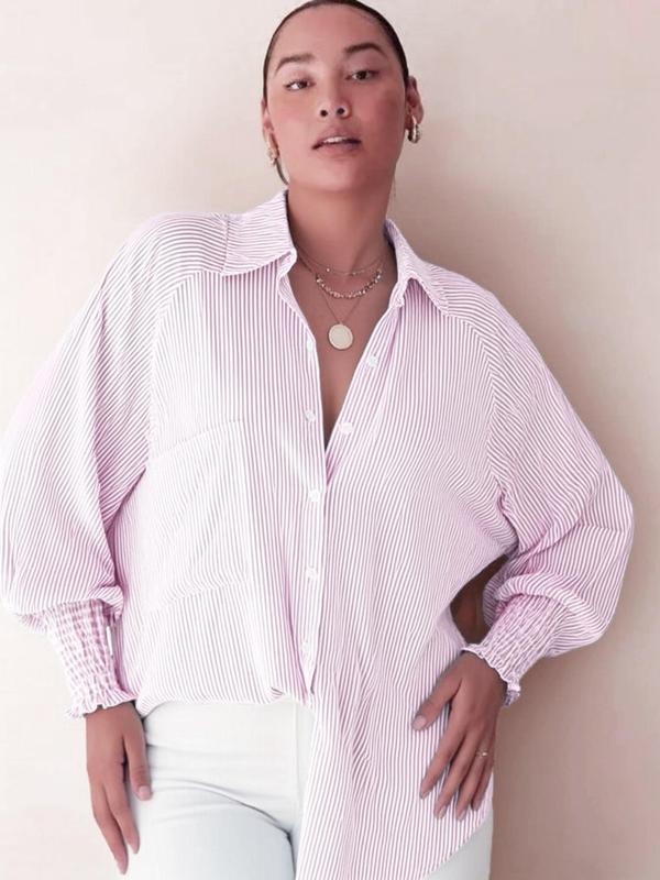 Ligaya Flowy Plus Size Casual Button-Up Top | Relaxed Elegant Everyday Top