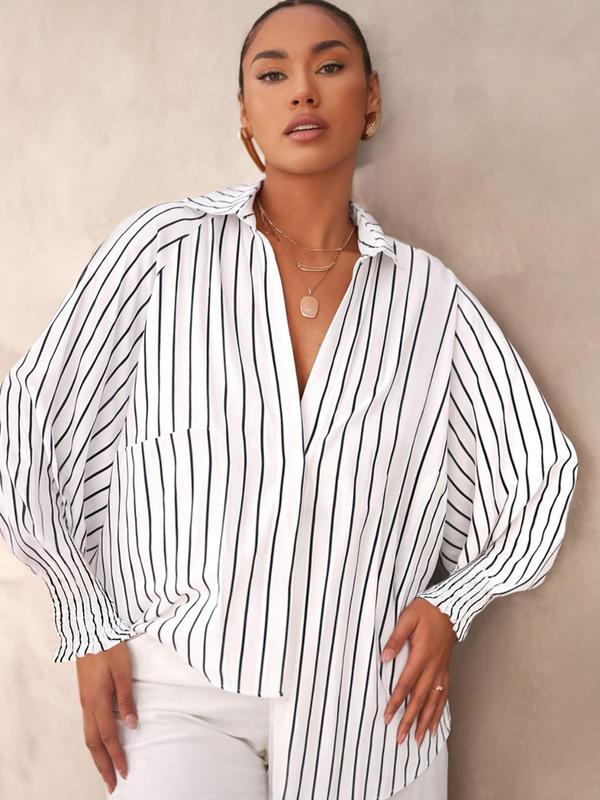 Ligaya Flowy Plus Size Casual Button-Up Top | Relaxed Elegant Everyday Top