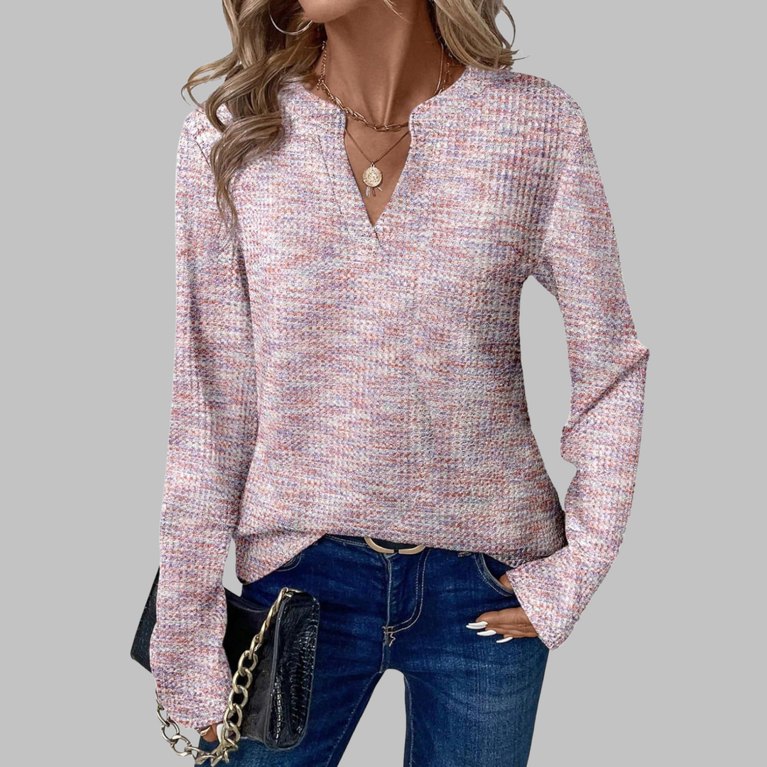SHUKA™ | Women Cozy V-Neck Long Sleeve Blouse