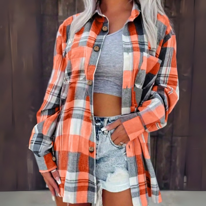 Baso™ | Casual Plaid Button Down Collared Long Sleeve Top