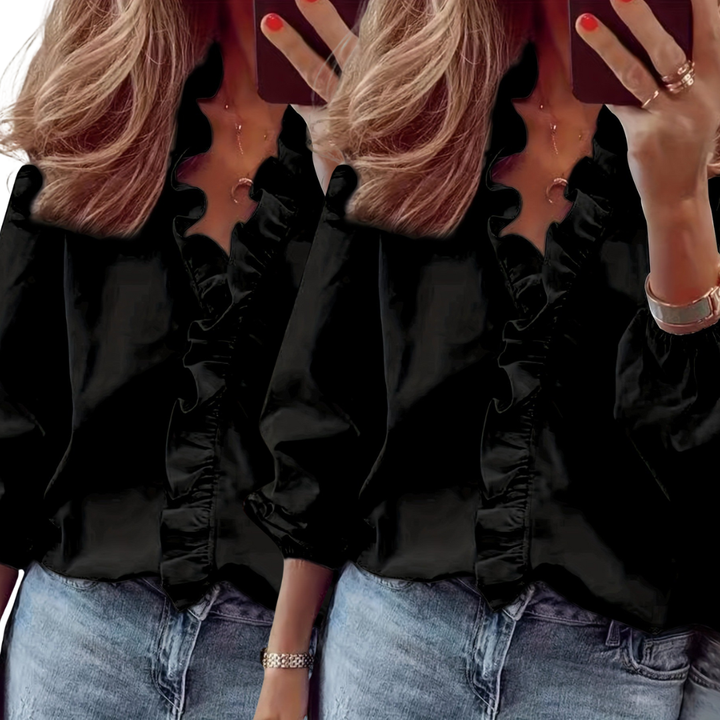 Lorelei Timeless V-Neck Blouse with Ruffles | Elegant Casual Top