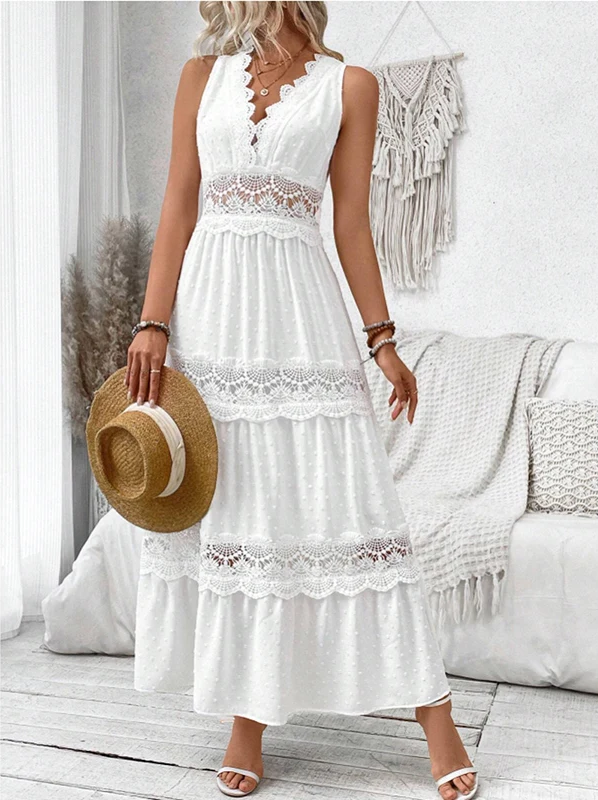 Maika™ | Lace V-Neck Women Maxi Dress