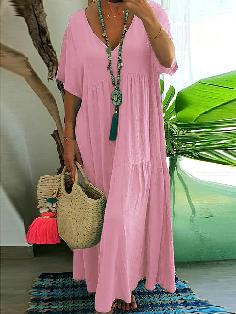 Linnea™ | Soft Ruffle V-Neck Women Maxi Dress