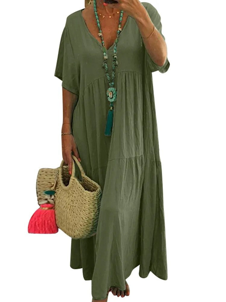 Linnea™ | Soft Ruffle V-Neck Women Maxi Dress
