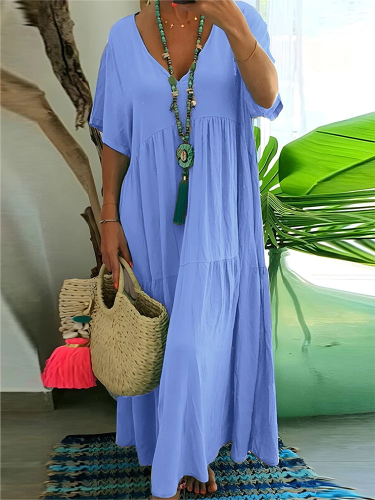 Linnea™ | Soft Ruffle V-Neck Women Maxi Dress
