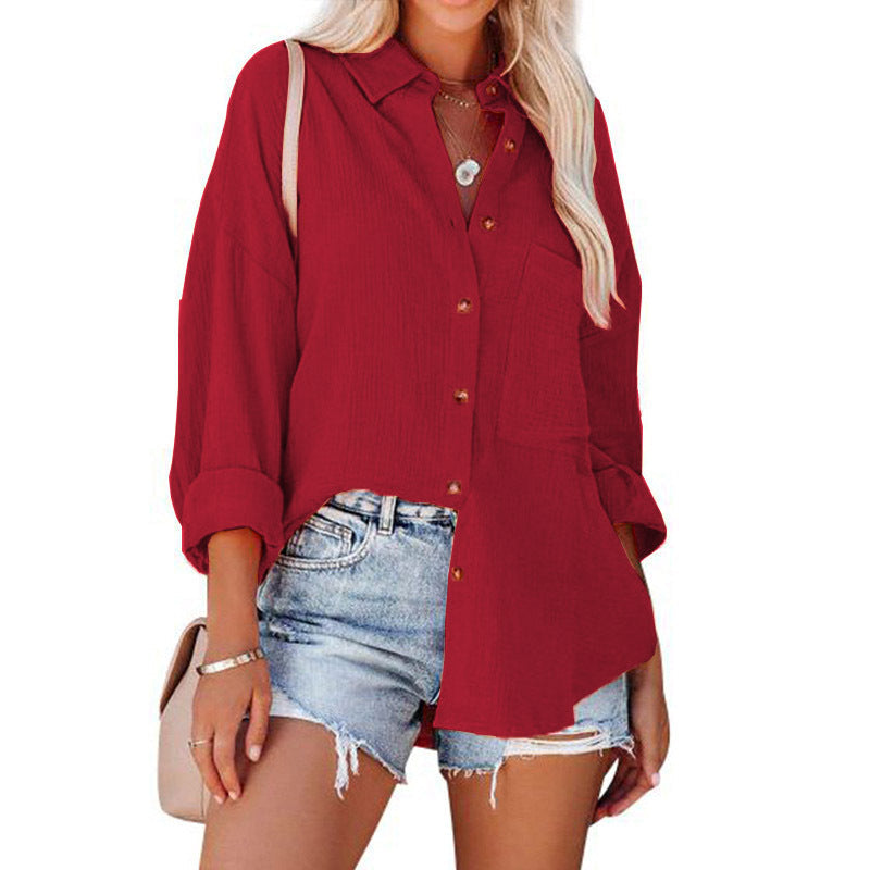 Wolly™| Women Casual Button Down Long Sleeve Blouse