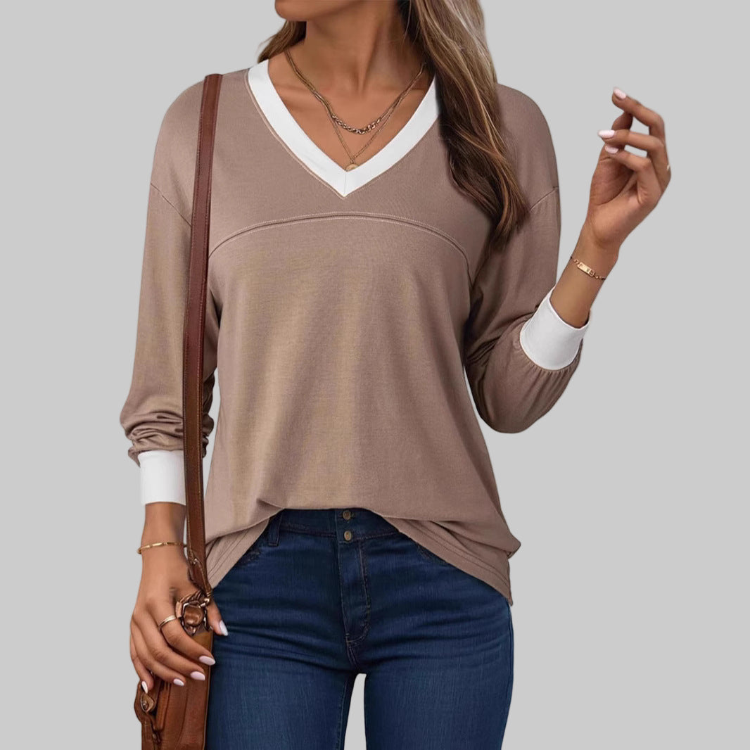 Anesha™| Women Casual Long Sleeve V-Neck Top
