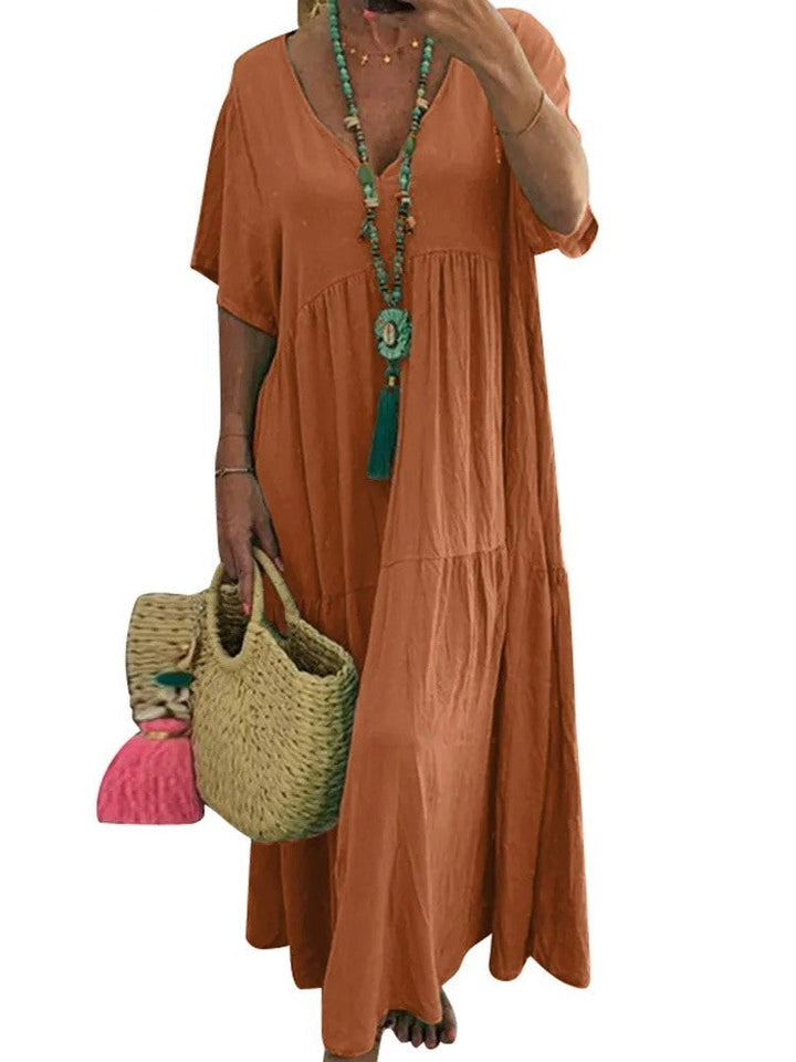 Linnea™ | Soft Ruffle V-Neck Women Maxi Dress