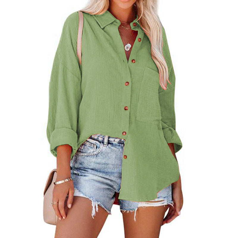 Wolly™| Women Casual Button Down Long Sleeve Blouse