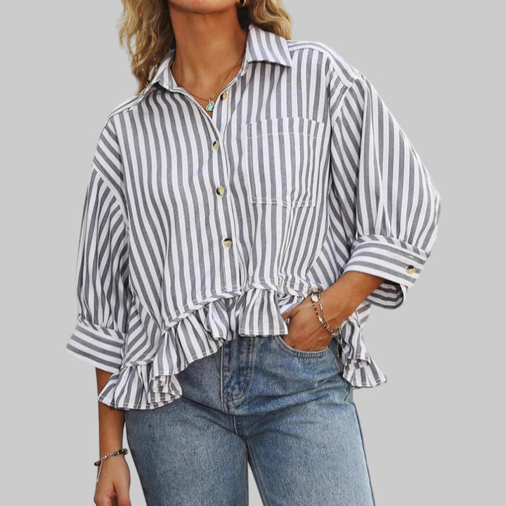Kolet Casual Summer Ruffled Button Down Blouse | Breezy Elegant Summer Top