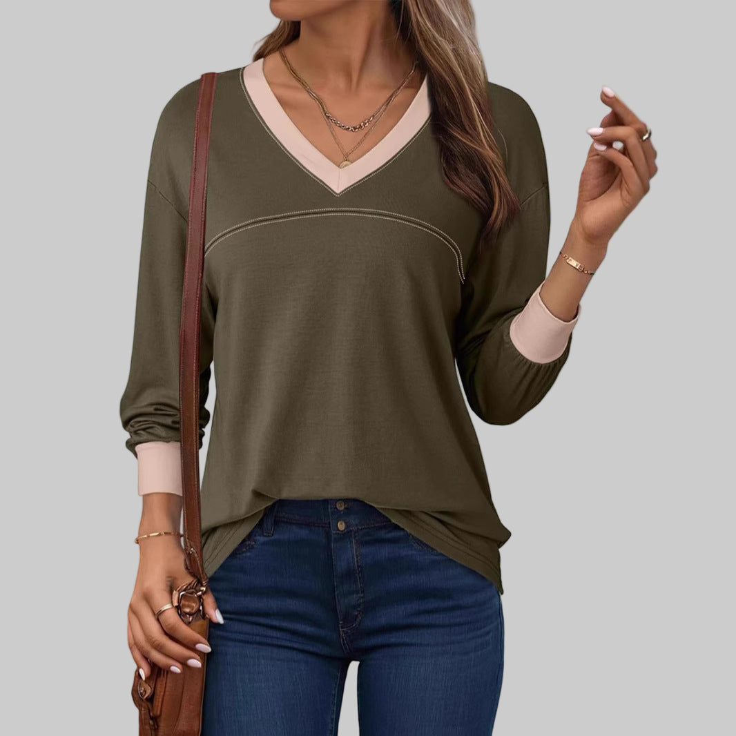 Anesha™| Women Casual Long Sleeve V-Neck Top