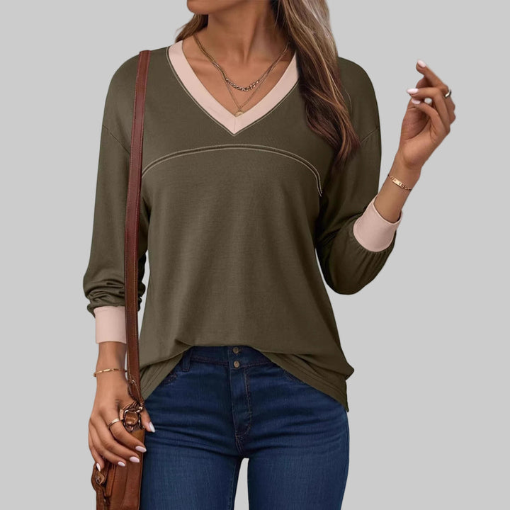 Anesha™| Women Casual Long Sleeve V-Neck Top