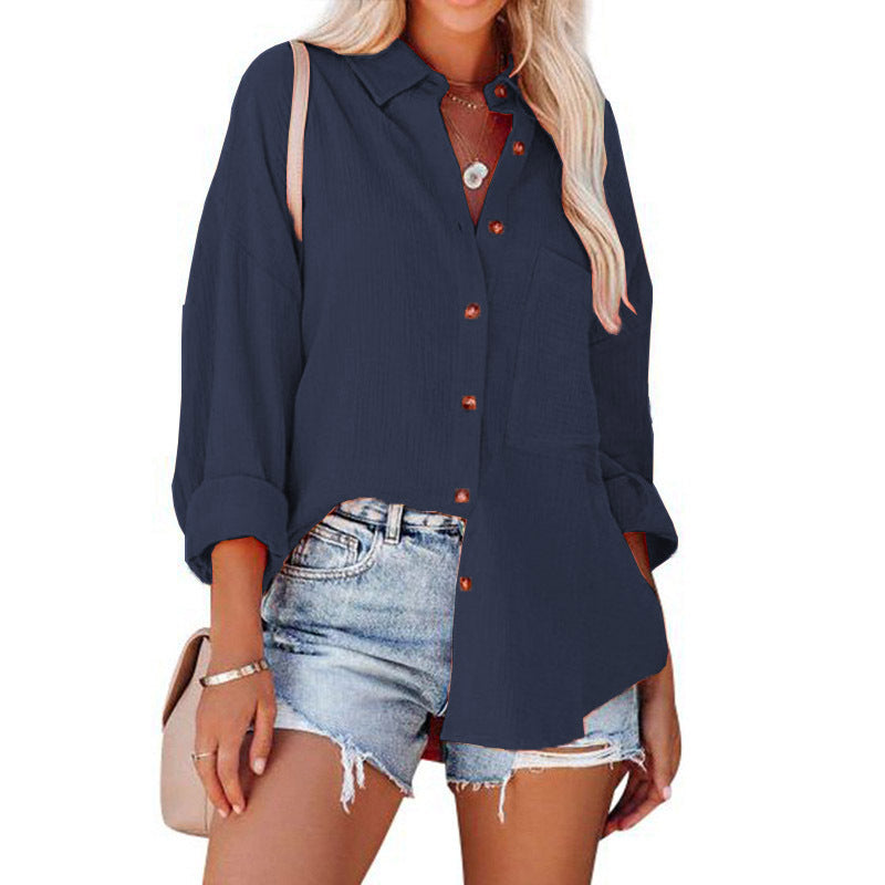 Wolly™| Women Casual Button Down Long Sleeve Blouse