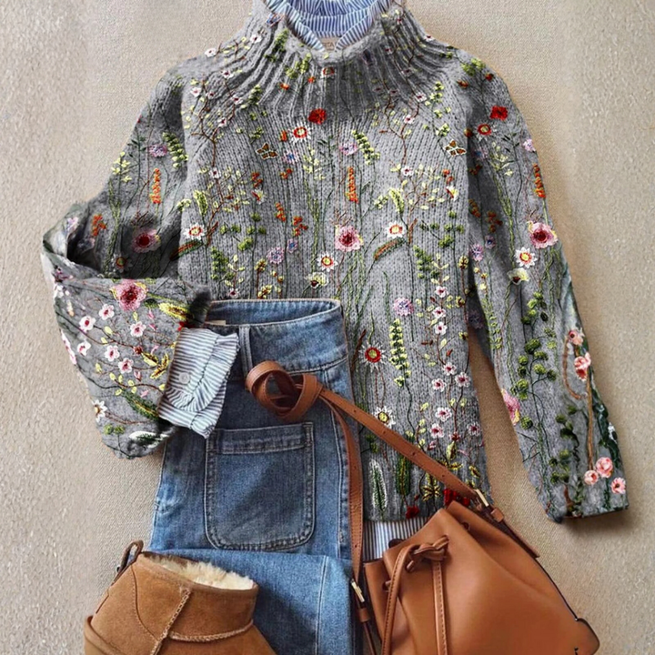 Maurine | Vintage floral print turtleneck sweater