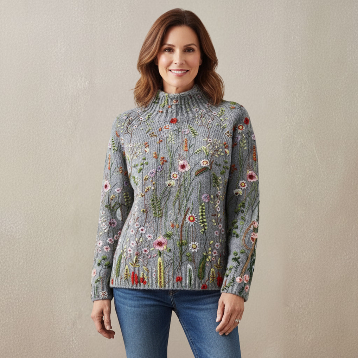 Maurine | Vintage floral print turtleneck sweater