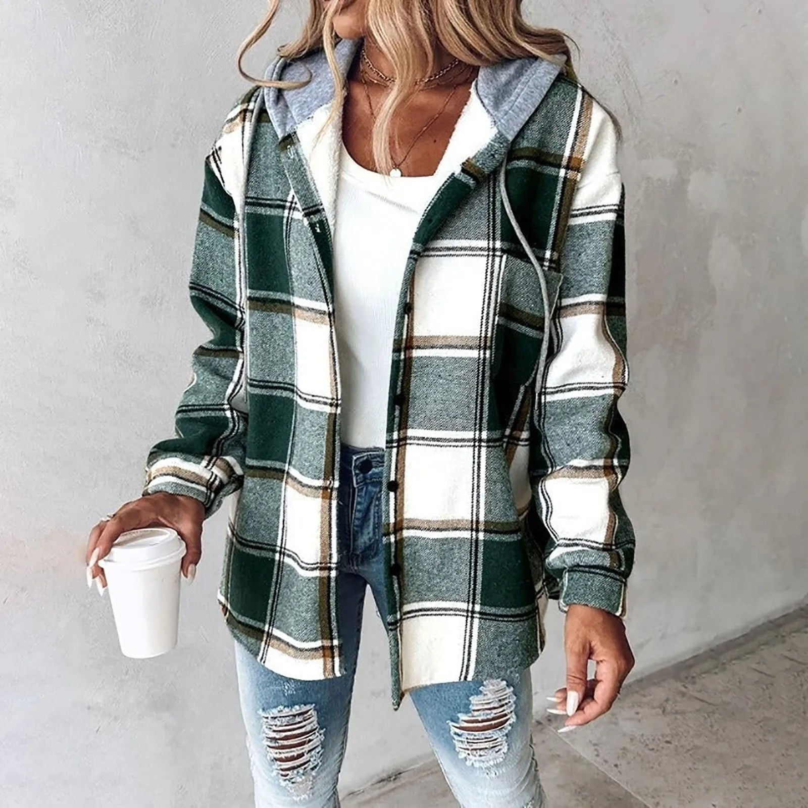 Jemima™ | Women's Buttoned Plaid Jacket
