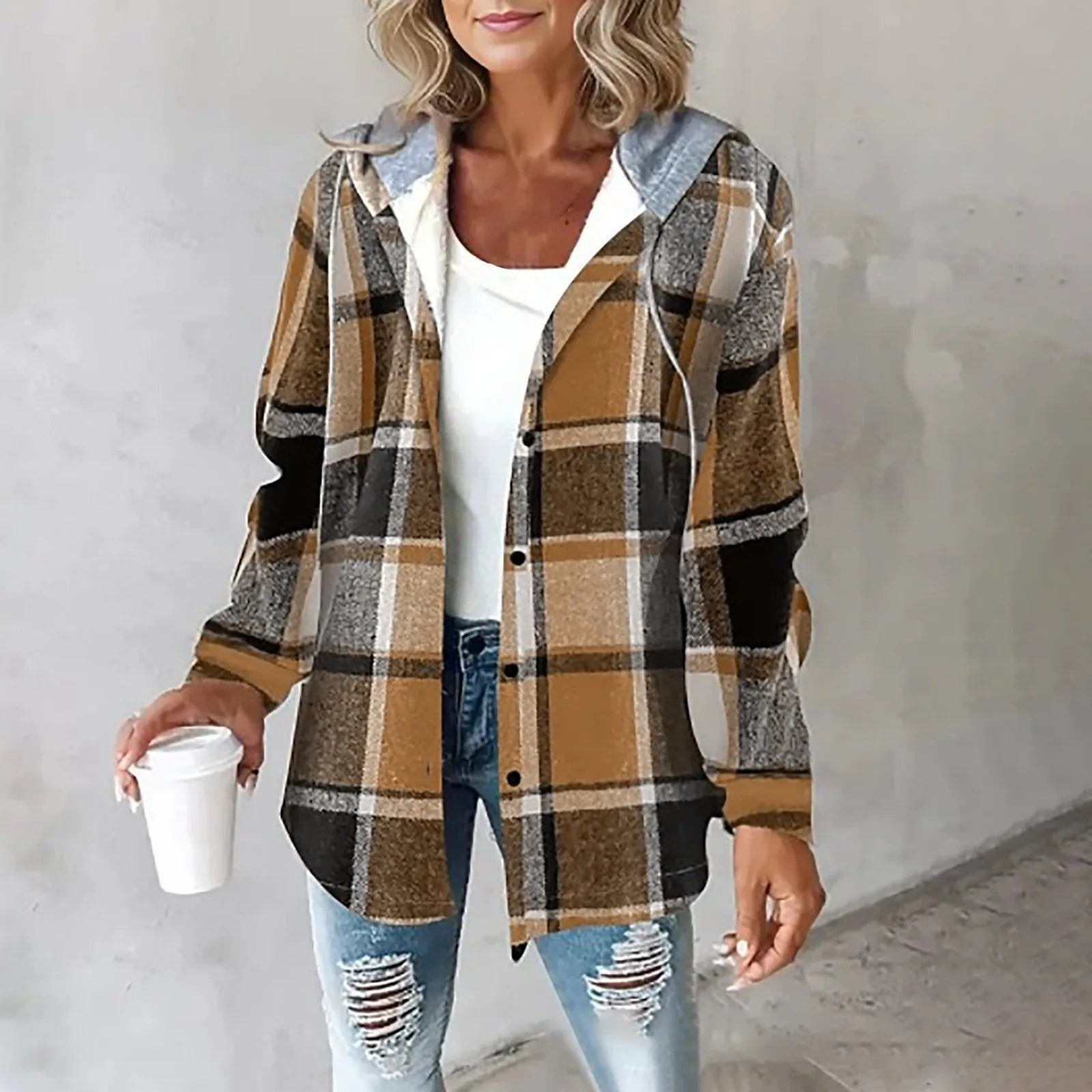 Jemima™ | Women's Buttoned Plaid Jacket