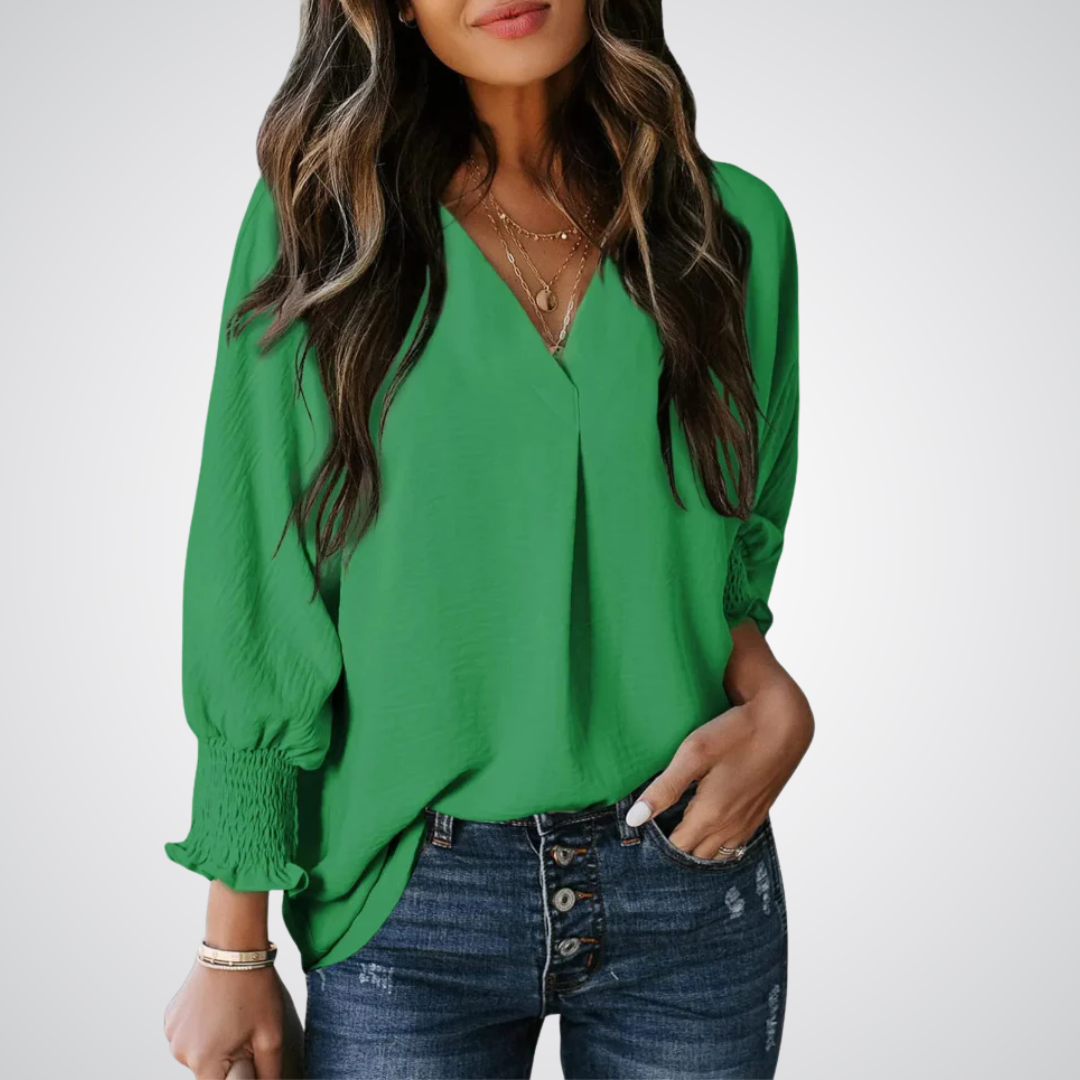 Leila™ | Women Classic V-Neck Tunic Blouse