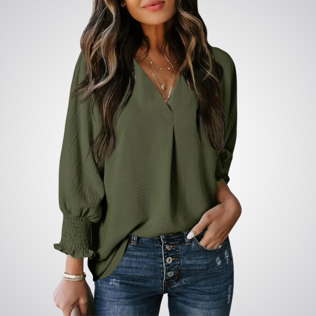 Leila™ | Women Classic V-Neck Tunic Blouse