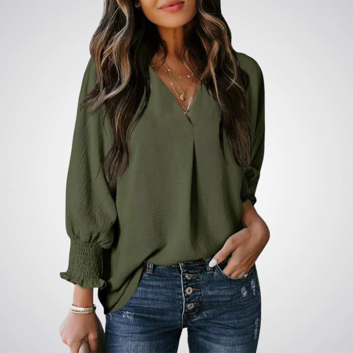 Leila™ | Women Classic V-Neck Tunic Blouse