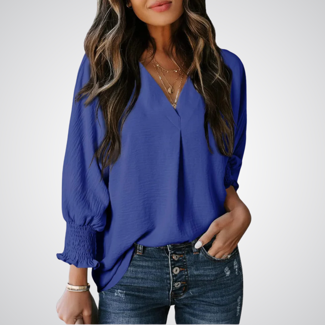 Leila™ | Women Classic V-Neck Tunic Blouse