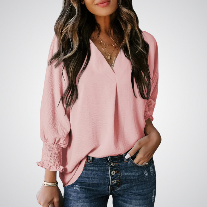 Leila™ | Women Classic V-Neck Tunic Blouse