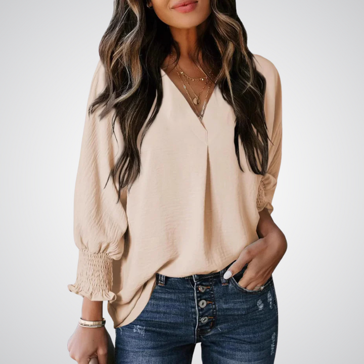 Leila™ | Women Classic V-Neck Tunic Blouse