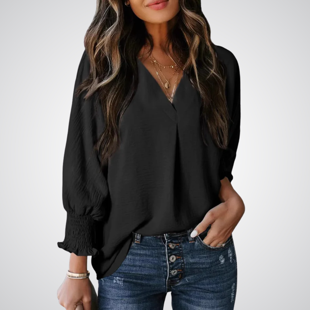 Leila™ | Women Classic V-Neck Tunic Blouse