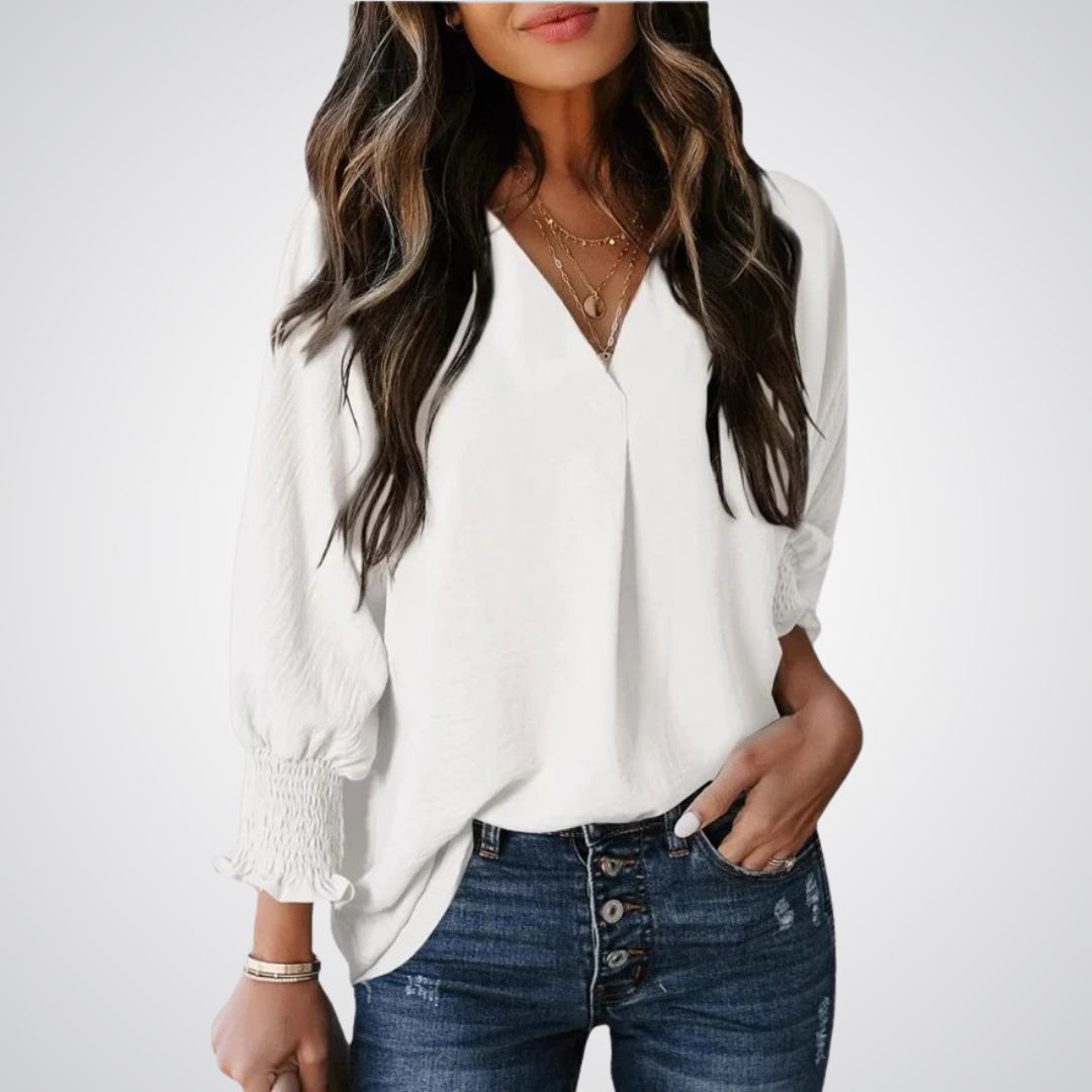 Leila™ | Women Classic V-Neck Tunic Blouse
