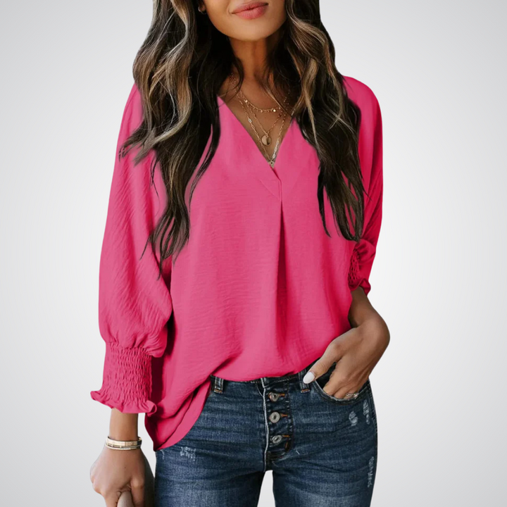 Leila™ | Women Classic V-Neck Tunic Blouse