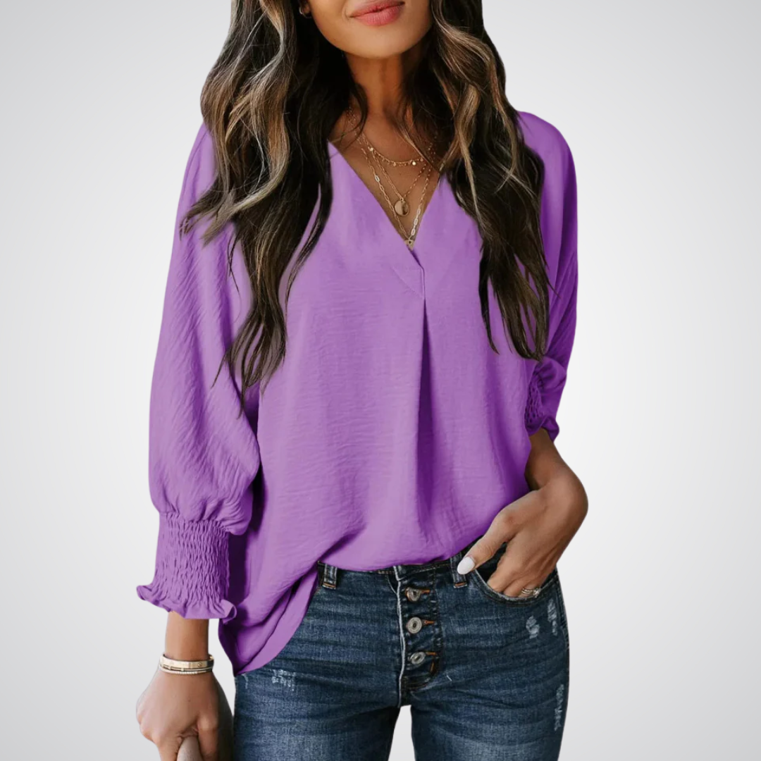 Leila™ | Women Classic V-Neck Tunic Blouse