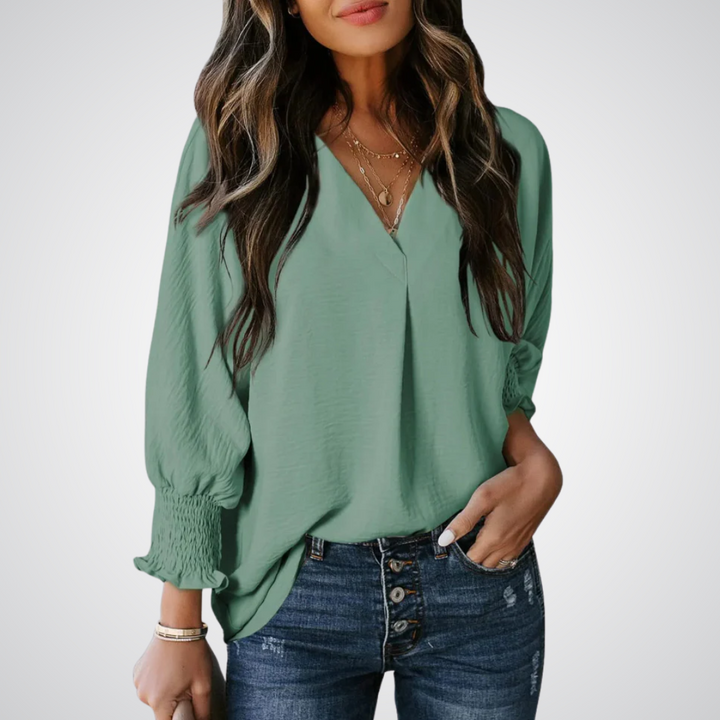 Leila™ | Women Classic V-Neck Tunic Blouse